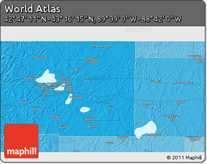 Political 3D Map of the Area around 43° 1' 43" N, 89° 10' 30" W