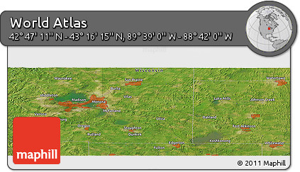Satellite Panoramic Map of the Area around 43° 1' 43" N, 89° 10' 30" W