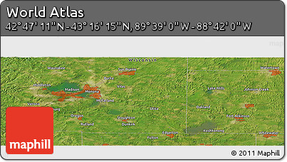 Satellite Panoramic Map of the Area around 43° 1' 43" N, 89° 10' 30" W
