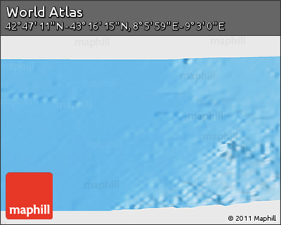 Physical 3D Map of the Area around 43° 1' 43" N, 8° 34' 29" E