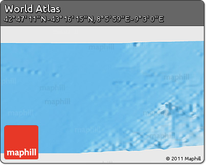 Shaded Relief 3D Map of the Area around 43° 1' 43" N, 8° 34' 29" E