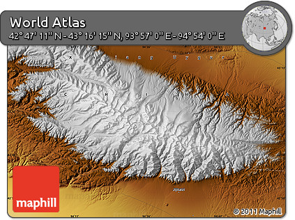 Physical Map of the Area around 43° 1' 43" N, 94° 25' 30" E