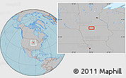 Gray Location Map of the area around 43° 1' 43" N, 94° 16' 30" W, hill shading