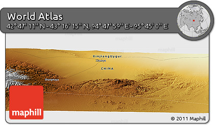 Physical Panoramic Map of the Area around 43° 1' 43" N, 95° 16' 30" E