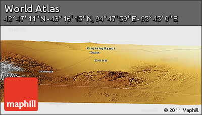 Physical Panoramic Map of the Area around 43° 1' 43" N, 95° 16' 30" E