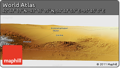 Physical Panoramic Map of the Area around 43° 1' 43" N, 95° 16' 30" E