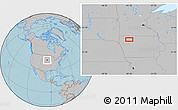 Gray Location Map of the area around 43° 1' 43" N, 95° 7' 30" W, hill shading