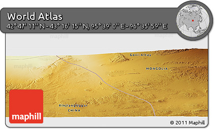 Physical Panoramic Map of the Area around 43° 1' 43" N, 96° 7' 30" E