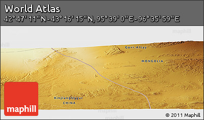 Physical Panoramic Map of the Area around 43° 1' 43" N, 96° 7' 30" E