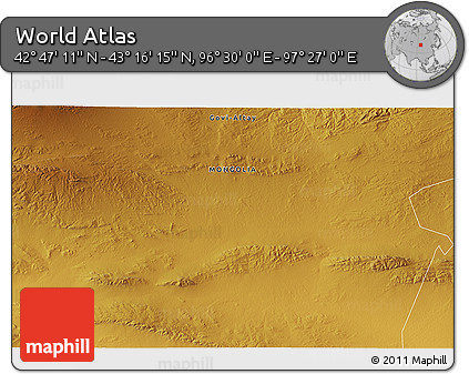 Physical 3D Map of the Area around 43° 1' 43" N, 96° 58' 29" E