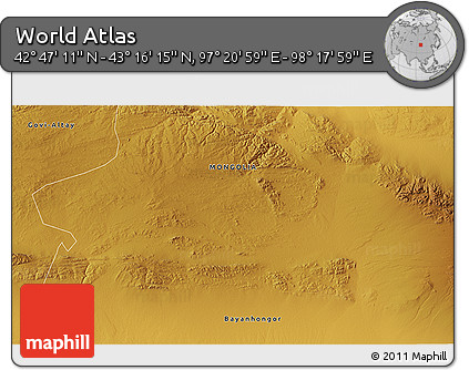Physical 3D Map of the Area around 43° 1' 43" N, 97° 49' 29" E