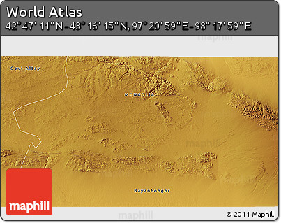Physical 3D Map of the Area around 43° 1' 43" N, 97° 49' 29" E