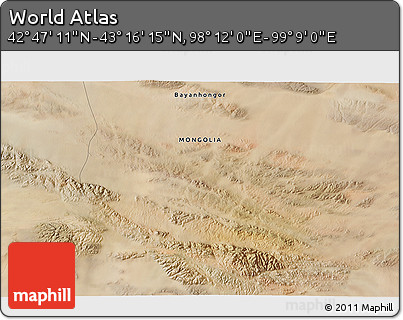 Satellite 3D Map of the Area around 43° 1' 43" N, 98° 40' 30" E