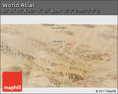 Satellite 3D Map of the Area around 43° 1' 43" N, 98° 40' 30" E