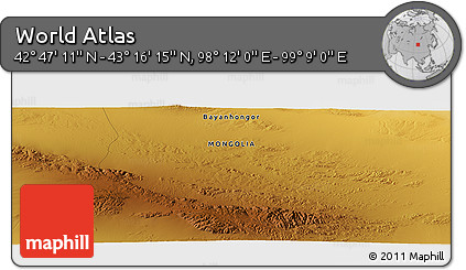 Physical Panoramic Map of the Area around 43° 1' 43" N, 98° 40' 30" E