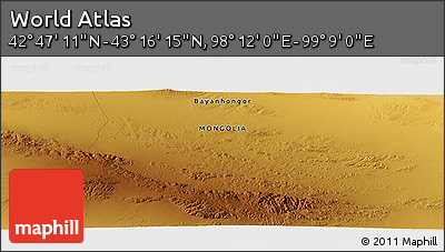 Physical Panoramic Map of the Area around 43° 1' 43" N, 98° 40' 30" E