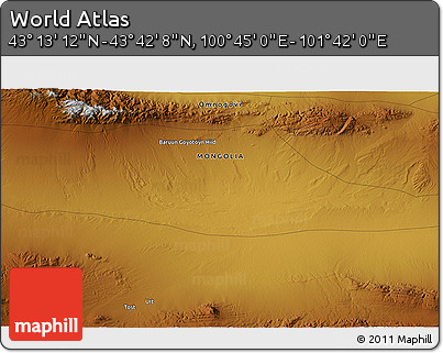 Physical 3D Map of the Area around 43° 27' 40" N, 101° 13' 29" E