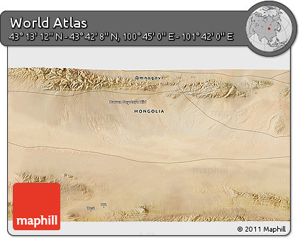 Satellite 3D Map of the Area around 43° 27' 40" N, 101° 13' 29" E