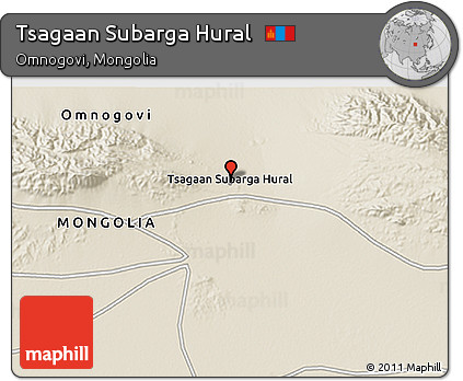 Shaded Relief 3D Map of Tsagaan Subarga Hural