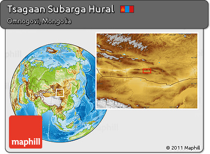Physical Location Map of Tsagaan Subarga Hural