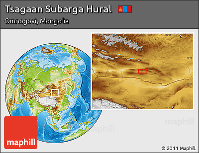 Physical Location Map of Tsagaan Subarga Hural