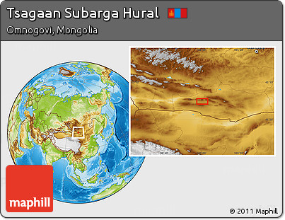Physical Location Map of Tsagaan Subarga Hural