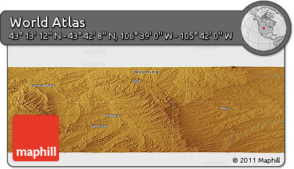 Physical Panoramic Map of the Area around 43° 27' 40" N, 106° 10' 30" W