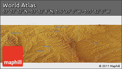 Physical Panoramic Map of the Area around 43° 27' 40" N, 106° 10' 30" W