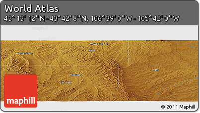 Physical Panoramic Map of the Area around 43° 27' 40" N, 106° 10' 30" W