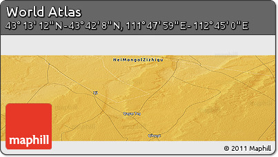 Physical Panoramic Map of the Area around 43° 27' 40" N, 112° 16' 30" E