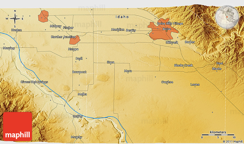 Physical 3D Map of Swan Falls