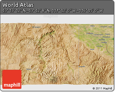 Satellite 3D Map of the Area around 43° 27' 40" N, 117° 13' 29" W