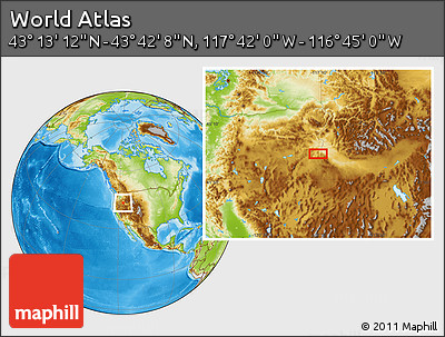Physical Location Map of the Area around 43° 27' 40" N, 117° 13' 29" W