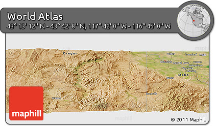 Satellite Panoramic Map of the Area around 43° 27' 40" N, 117° 13' 29" W