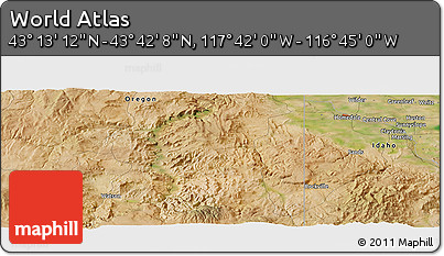 Satellite Panoramic Map of the Area around 43° 27' 40" N, 117° 13' 29" W