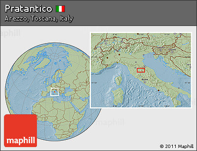 Savanna Style Location Map of Pratantico, hill shading