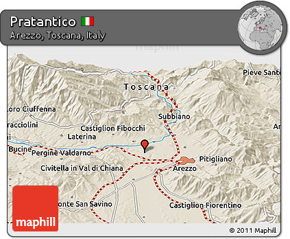 Shaded Relief Panoramic Map of Pratantico