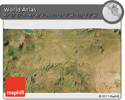 Satellite 3D Map of the Area around 43° 27' 40" N, 121° 28' 29" W