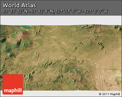 Satellite 3D Map of the Area around 43° 27' 40" N, 121° 28' 29" W