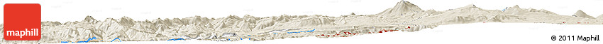 Shaded Relief Horizon Map of the Area around 43° 27' 40" N, 122° 19' 29" W