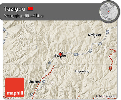 Shaded Relief Map of Tazigou