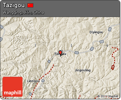Shaded Relief Map of Tazigou