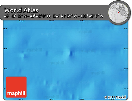Physical Map of the Area around 43° 27' 40" N, 134° 13' 29" W