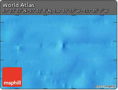 Physical Map of the Area around 43° 27' 40" N, 134° 13' 29" W
