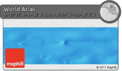 Physical Panoramic Map of the Area around 43° 27' 40" N, 134° 13' 29" W