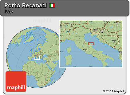 Savanna Style Location Map of Porto Recanati