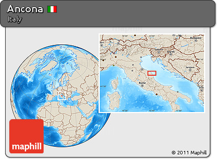 Shaded Relief Location Map of Ancona