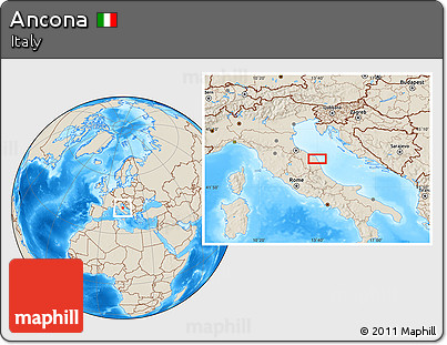 Shaded Relief Location Map of Ancona