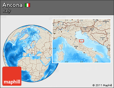 Shaded Relief Location Map of Ancona