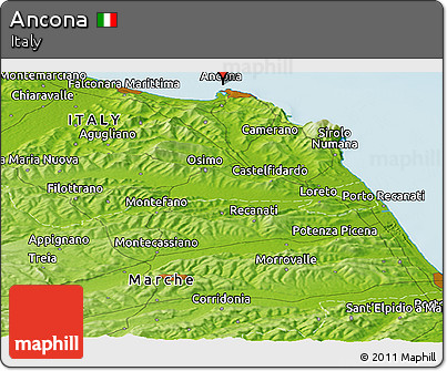 Physical Panoramic Map of Ancona